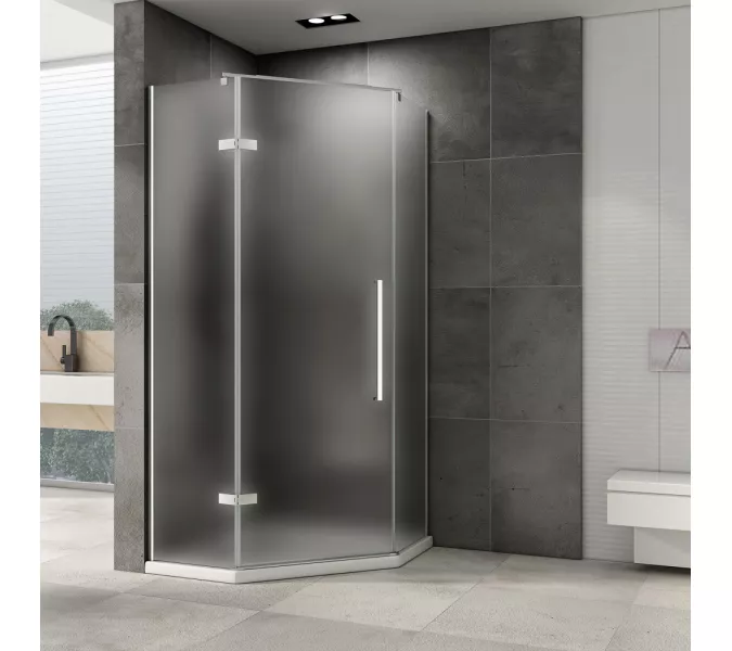 Душевой уголок ABBER Ewiges Wasser трапеция , матовое стекло, Цвет стекла: матовое, Цвет профиля: Хром, Выбрать размер: 80х80