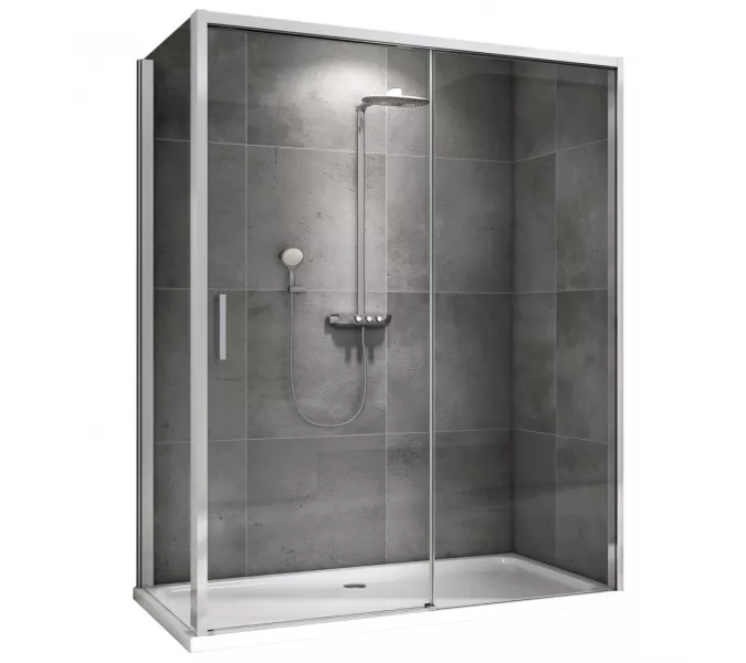 Душевой уголок ABBER Komfort прозрачное,  профиль хром, Цвет стекла: прозрачное, Цвет профиля: Хром, Выбрать размер: 120х90