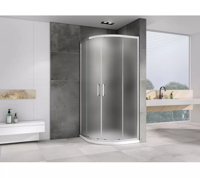 Душевой уголок ABBER Schwarzer Diamant  трапеция , матовое/хром, Цвет стекла: матовое, Цвет профиля: Хром, Выбрать размер: 80х80, изображение 2