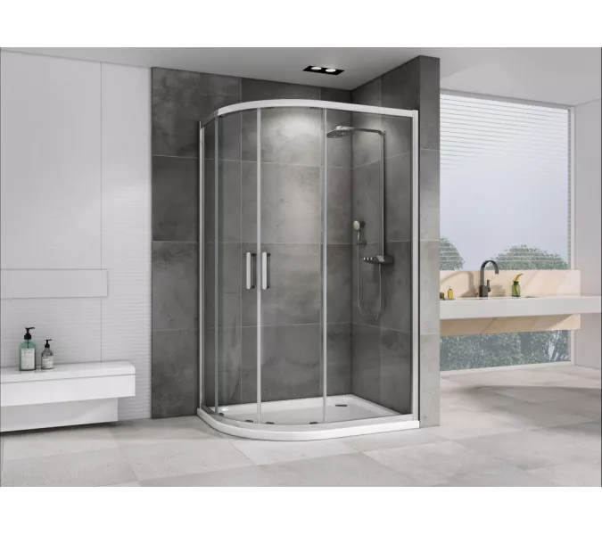 Душевой уголок ABBER Schwarzer Diamant асимметричный, прозрачное/хром, Цвет стекла: прозрачное, Цвет профиля: Хром, Выбрать размер: 110х80, изображение 2