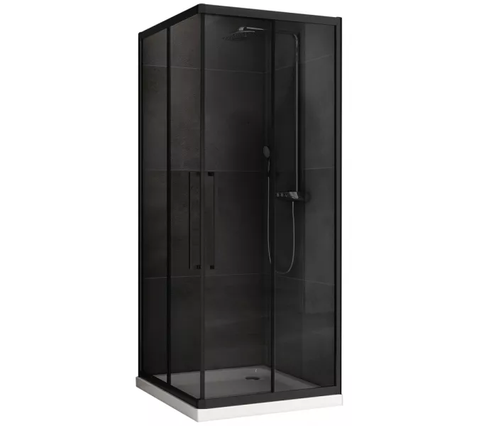 Душевой уголок ABBER Schwarzer Diamant квадрат , тонированное/черный, Цвет стекла: тонированное, Цвет профиля: Черный, Выбрать размер: 80х80