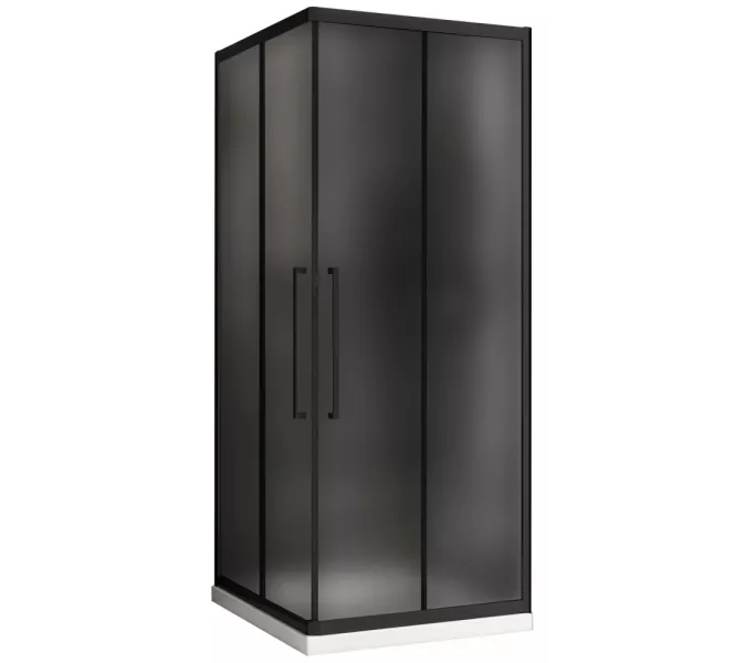 Душевой уголок ABBER Schwarzer Diamant квадрат, матовое/черный, Цвет стекла: матовое, Цвет профиля: Черный, Выбрать размер: 80х80