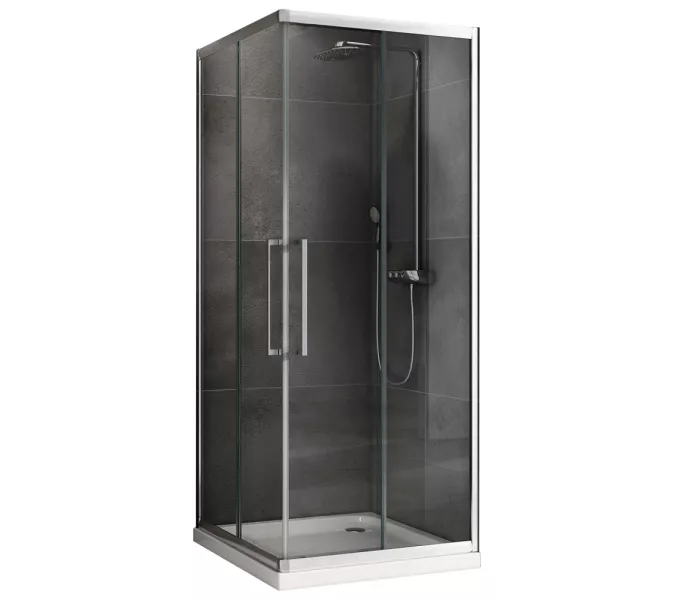 Душевой уголок ABBER Schwarzer Diamant квадрат, прозрачное/хром, Цвет стекла: прозрачное, Цвет профиля: Хром, Выбрать размер: 80х80