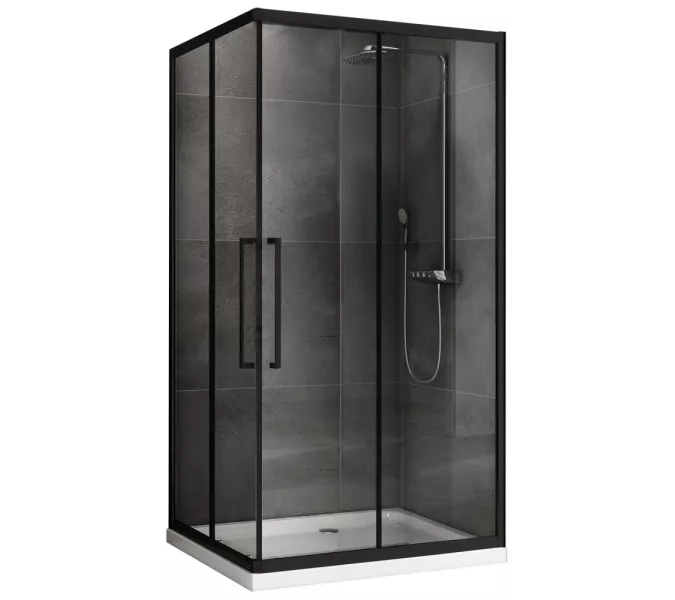 Душевой уголок ABBER Schwarzer Diamant прямоугольный , прозрачное/черный, Цвет стекла: прозрачное, Цвет профиля: Черный, Выбрать размер: 120х80