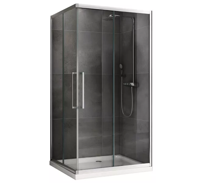 Душевой уголок ABBER Schwarzer Diamant прямоугольный , прозрачное/хром, Цвет стекла: прозрачное, Цвет профиля: Хром, Выбрать размер: 120х80