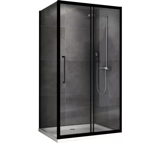 Душевой уголок ABBER Schwarzer Diamant AG30100BH-S100B  в угол, Цвет стекла: прозрачное, Цвет профиля: Черный, Монтаж: В угол, Выбрать размер: 100х100