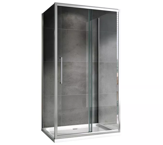 Душевой уголок ABBER Schwarzer Diamant AG30100H-S100-S100 пристенный, Цвет стекла: прозрачное, Цвет профиля: Хром, Монтаж: Пристенный, Выбрать размер: 100х100