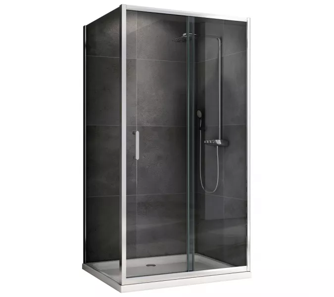 Душевой уголок ABBER Schwarzer Diamant   прозрачное/хром , в угол, Цвет стекла: прозрачное, Цвет профиля: Хром, Выбрать размер: 130х50