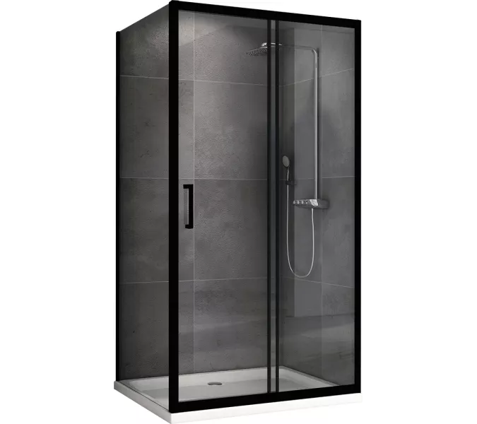Душевой уголок ABBER Schwarzer Diamant  прозрачное/черный , в угол, Цвет стекла: прозрачное, Цвет профиля: Черный, Монтаж: В угол, Выбрать размер: 150х50