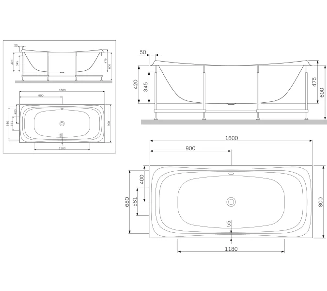 AM.PM Sensation, ванна акриловая A0 180х80, изображение 11