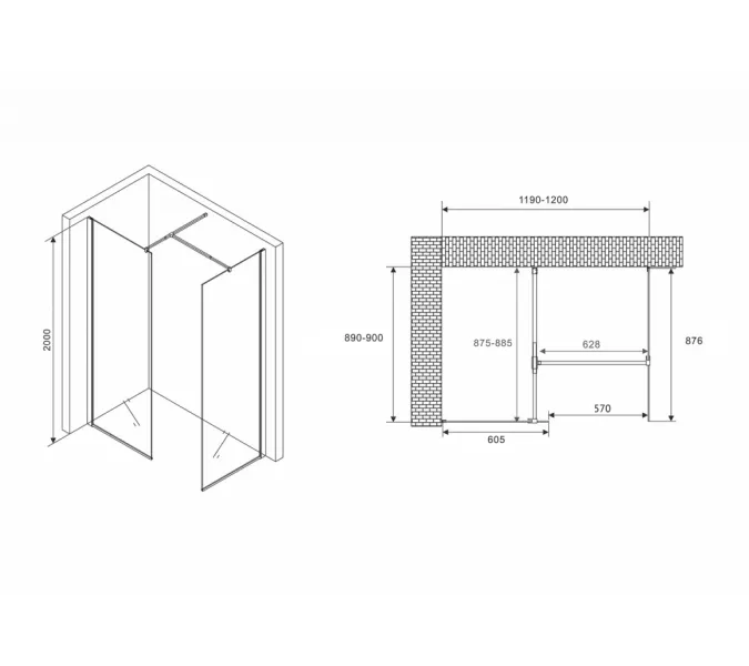 Душевой уголок ABBER Immer Offen AG67128B/AG67129B, Выбрать размер: 120х80, изображение 3