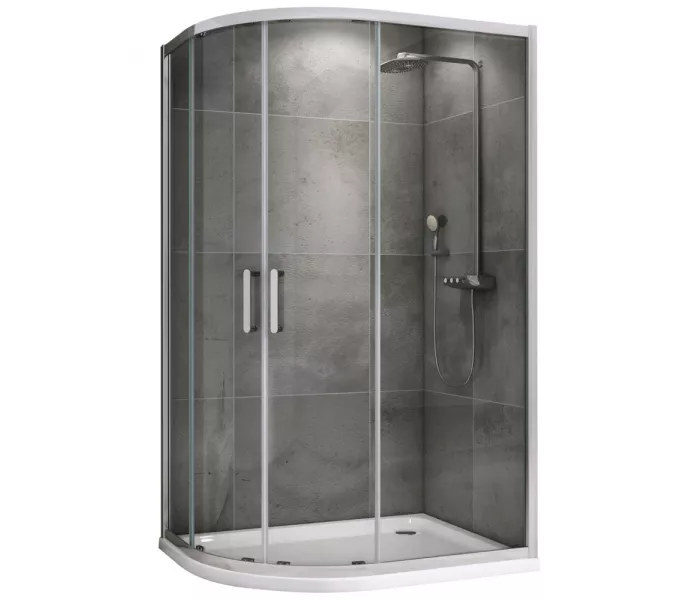 Душевой уголок ABBER Schwarzer Diamant асимметричный, прозрачное/хром, Цвет стекла: прозрачное, Цвет профиля: Хром, Выбрать размер: 110х80