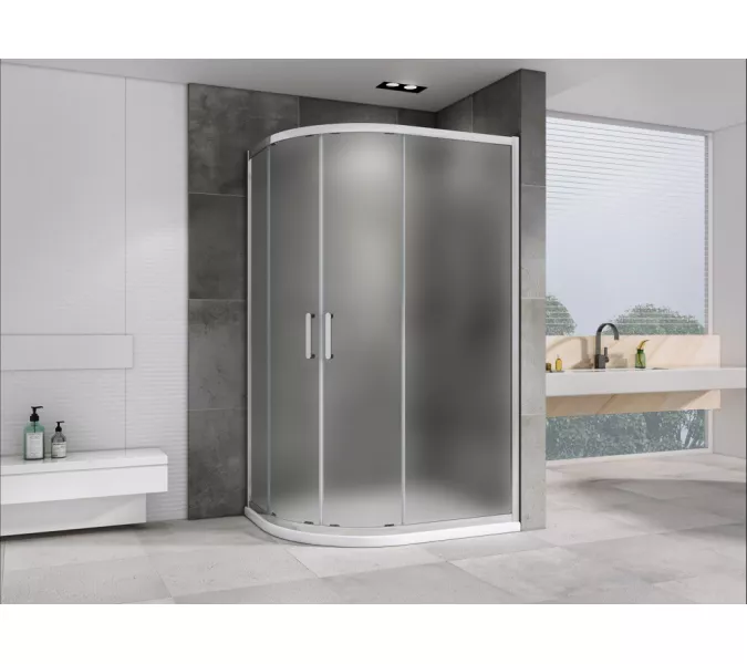 Душевой уголок ABBER Schwarzer Diamant асимметричный , матовое/хром, Цвет стекла: матовое, Цвет профиля: Хром, Выбрать размер: 110х80, изображение 2