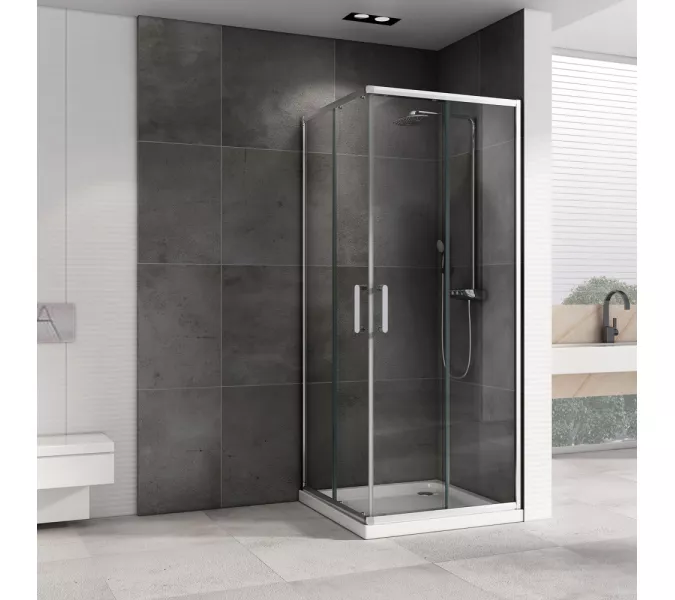 Душевой уголок ABBER Schwarzer Diamant квадрат , прозрачное/хром, Цвет стекла: прозрачное, Цвет профиля: Хром, Выбрать размер: 80х80, изображение 2