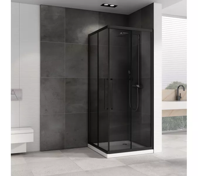 Душевой уголок ABBER Schwarzer Diamant квадрат , тонированное/черный, Цвет стекла: тонированное, Цвет профиля: Черный, Выбрать размер: 80х80, изображение 2