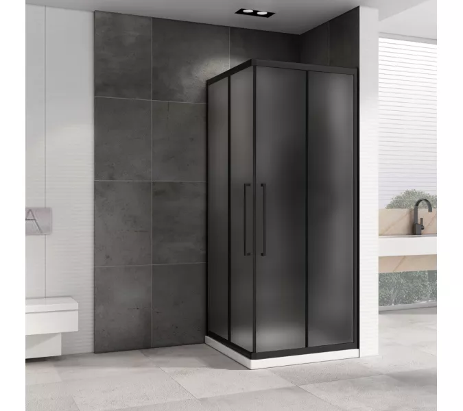 Душевой уголок ABBER Schwarzer Diamant квадрат, матовое/черный, Цвет стекла: матовое, Цвет профиля: Черный, Выбрать размер: 80х80, изображение 2
