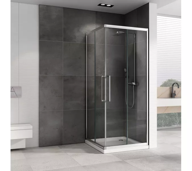 Душевой уголок ABBER Schwarzer Diamant квадрат, прозрачное/хром, Цвет стекла: прозрачное, Цвет профиля: Хром, Выбрать размер: 80х80, изображение 2