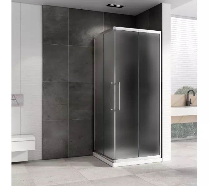 Душевой уголок ABBER Schwarzer Diamant квадрат, матовое/хром, Цвет стекла: матовое, Цвет профиля: Хром, Выбрать размер: 80х80, изображение 2