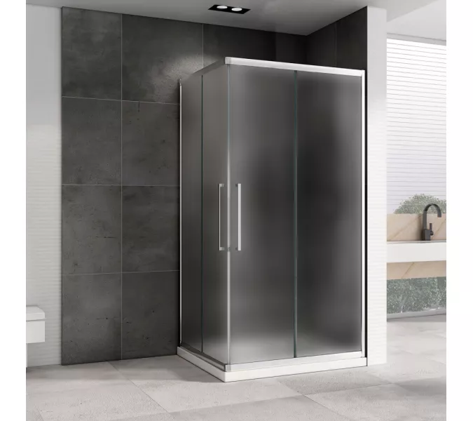 Душевой уголок ABBER Schwarzer Diamant прямоугольный, матовое/хром, Цвет стекла: матовое, Цвет профиля: Хром, Выбрать размер: 120х80, изображение 2
