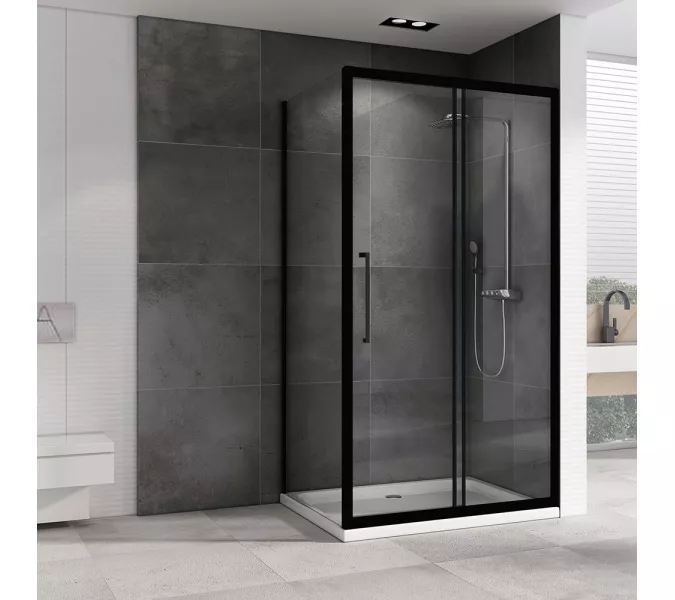 Душевой уголок ABBER Schwarzer Diamant AG30100BH-S100B  в угол, Цвет стекла: прозрачное, Цвет профиля: Черный, Монтаж: В угол, Выбрать размер: 100х100, изображение 2