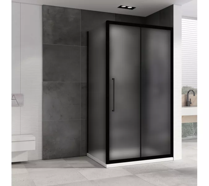 Душевой уголок ABBER Schwarzer Diamant AG30100BMH-S100BM  в угол, Цвет стекла: матовое, Цвет профиля: Черный, Монтаж: В угол, Выбрать размер: 100х100, изображение 2