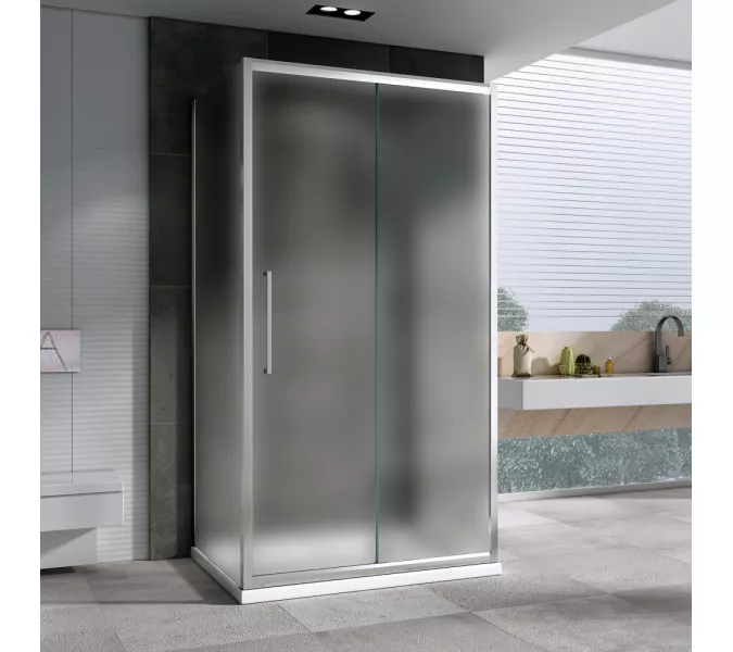 Душевой уголок ABBER Schwarzer Diamant  матовое/хром , пристенный, Цвет стекла: матовое, Цвет профиля: Хром, Монтаж: Пристенный, Выбрать размер: 150х100, изображение 2