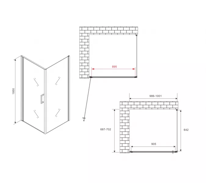 Душевой уголок ABBER Sonnenstrand  матовое/хром , в угол, Цвет стекла: матовое, Цвет профиля: Хром, Выбрать размер: 100х70, изображение 4