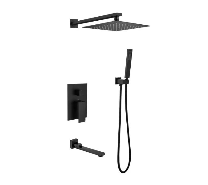 Душевая система ACWEN-80118B  встраиваемая с изливом , черный матовый, Выбрать цвет: Черный матовый, изображение 14