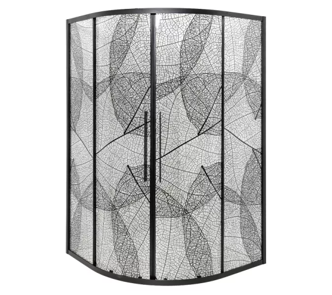 Душевое ограждение HB90 DTO четверть круга, Цвет стекла: с рисунком, Цвет профиля: Черный, Выбрать размер: 90х90