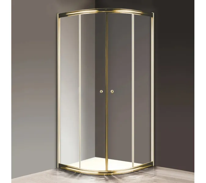 Душевой уголок CEZARES GIUBILEO-R-2-SCORREVOLE-C-G, Цвет стекла: прозрачное, Цвет профиля: Золото, Выбрать размер: 90х90