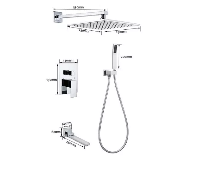 Душевая система ACWEN-80118  встраиваемая с изливом , хром, Выбрать цвет: Хром, изображение 13