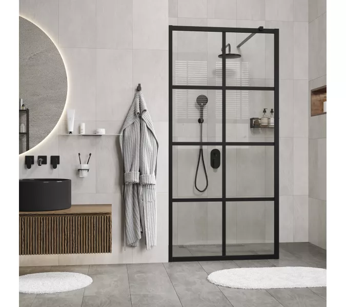 Душевая перегородка WasserKRAFT Glan, Цвет профиля: Черный, Выбрать размер: 90, изображение 2