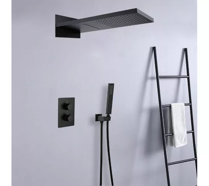 Душевая система ACWEN 80061B встраиваемая с термостатом , черный матовый