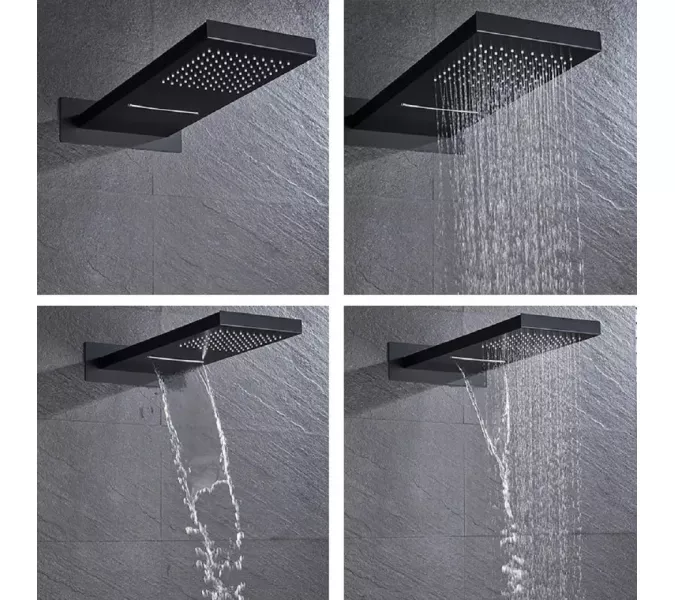 Душевая система ACWEN 80061B встраиваемая с термостатом , черный матовый, изображение 4