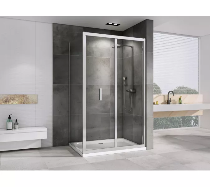 Душевой уголок ABBER Sonnenstrand  прозрачное/хром , в угол, Цвет стекла: прозрачное, Цвет профиля: Хром, Выбрать размер: 90х70, изображение 2