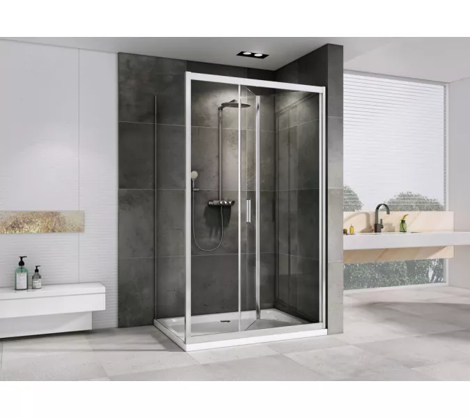 Душевой уголок ABBER Sonnenstrand  прозрачное/хром , в угол, Цвет стекла: прозрачное, Цвет профиля: Хром, Выбрать размер: 90х70, изображение 3