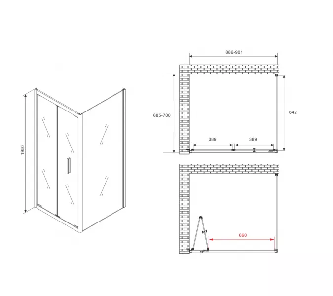 Душевой уголок ABBER Sonnenstrand  прозрачное/хром , в угол, Цвет стекла: прозрачное, Цвет профиля: Хром, Выбрать размер: 90х70, изображение 5