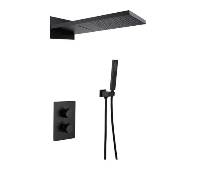 Душевая система ACWEN 80061B встраиваемая с термостатом , черный матовый, изображение 2
