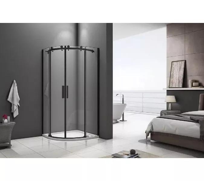 Душевой уголок Good Door Galaxy R-TD-C-B без поддона, Цвет стекла: прозрачное, Цвет профиля (вариация): Черный, Выбрать размер: 100x100