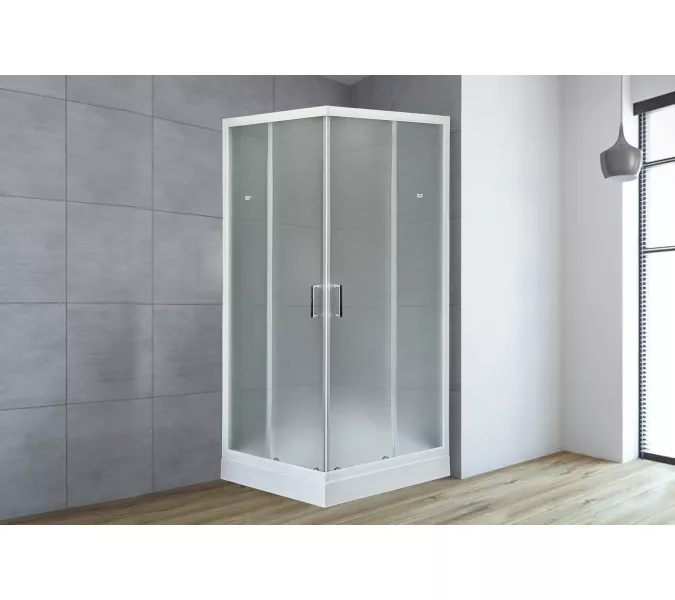 Душевой уголок Royal Bath RB HPD RB HP квадратный, Цвет стекла: матовое, Высота поддона: Низкий, Цвет профиля: Белый, Выбрать размер: 90x90, изображение 2