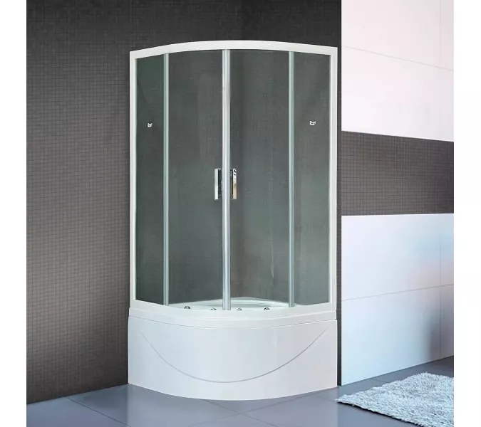 Душевой угол Royal Bath RB BK четверть круга, Цвет стекла: прозрачное, Цвет профиля: Белый, Выбрать размер: 90x90