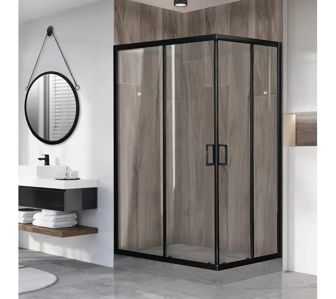 Душевой уголок Royal Bath RB HPD RB HP прямоугольный, Цвет стекла: прозрачное, Высота поддона: Низкий, Цвет профиля: Черный, Выбрать размер: 120x80, Ориентация: правая