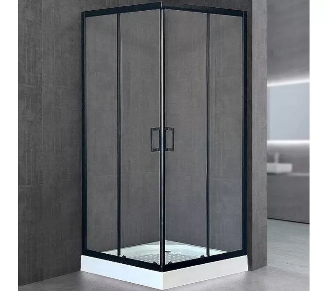 Душевой уголок Royal Bath RB HPD RB HP квадратный, Цвет стекла: прозрачное, Высота поддона: Низкий, Цвет профиля: Черный, Выбрать размер: 90x90