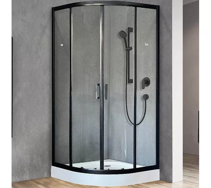 Душевой уголок Royal Bath RB HKD RB HK четверть круга, Высота поддона: Низкий, Цвет профиля (вариация): Черный, Выбрать размер: 90x90, Цвет стекла: прозрачное