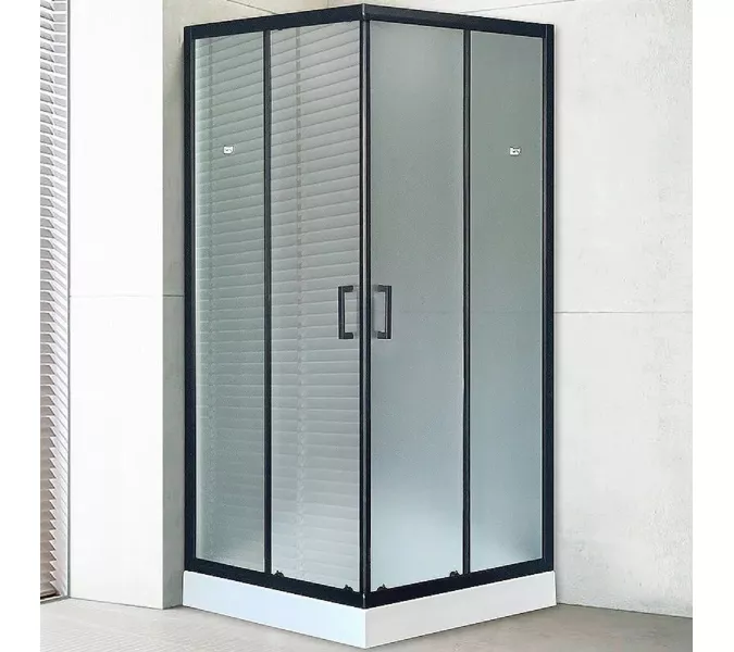Душевой уголок Royal Bath RB HPD RB HP квадратный, Цвет стекла: матовое, Высота поддона: Низкий, Цвет профиля: Черный, Выбрать размер: 90x90
