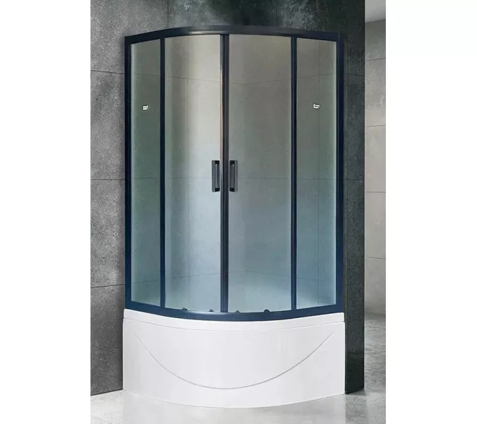 Душевой угол Royal Bath RB BK четверть круга, Цвет стекла: матовое, Цвет профиля: Черный, Выбрать размер: 90x90