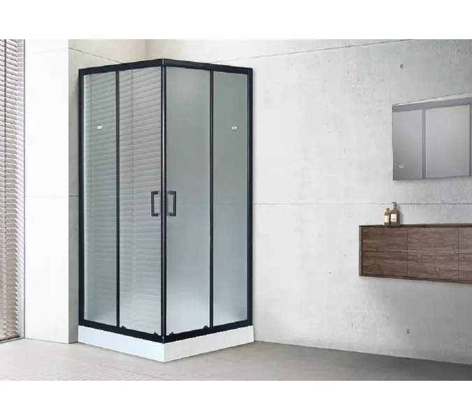 Душевой уголок Royal Bath RB HPD RB HP квадратный, Цвет стекла: матовое, Высота поддона: Низкий, Цвет профиля: Черный, Выбрать размер: 90x90, изображение 2