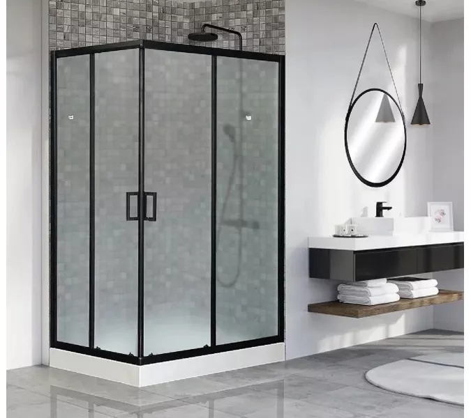 Душевой уголок Royal Bath RB HPD RB HP прямоугольный, Цвет стекла: матовое, Высота поддона: Низкий, Цвет профиля: Черный, Выбрать размер: 120x80, Ориентация: правая