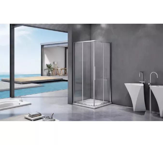 Душевые уголки Good Door  IDEA CR-C-CH/-C-B без поддона, Выбрать размер: 80x80, Цвет стекла: прозрачное, Выбрать цвет: Хром, изображение 2