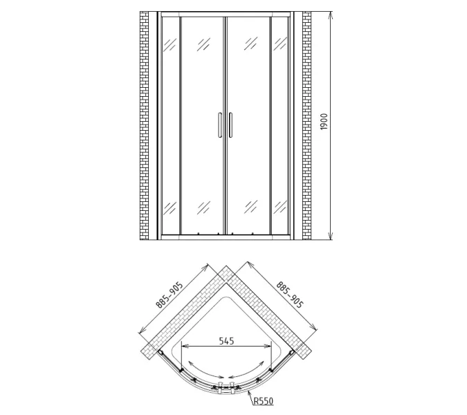 Душевой уголок Gemy Victoria S30062M   матовое стекло, Цвет стекла: матовое, Цвет профиля: Хром, Выбрать размер: 80х80, изображение 4